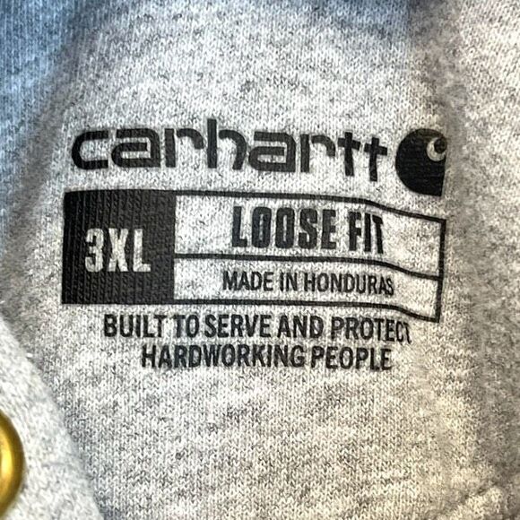CARHARTT Men’s Hoodie Sweatshirt 3XL Heather Grey Logo Sleeve Loose Fit Pocket - Picture 6 of 14